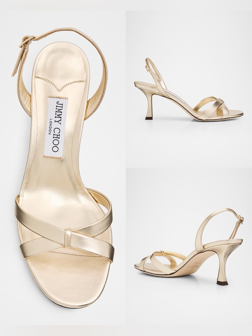 New Jimmy Choo Elsy 70 Metallic Leather Slingback Sandals $825 37.5
